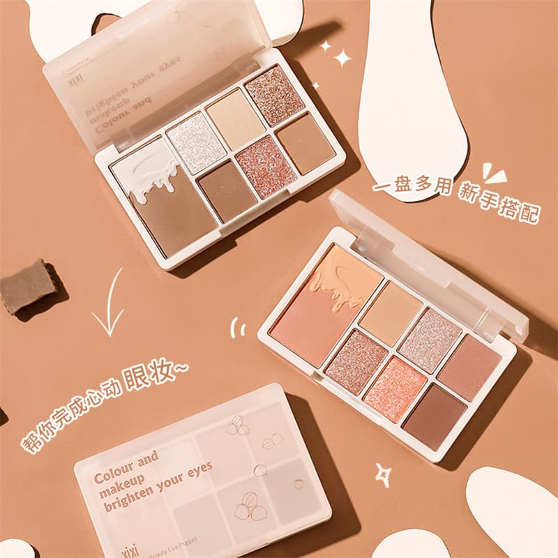 Xixixi aveia leite chá castanha 7 cores paleta de sombras perolado fosco cor Nude leite café terra cor diária All-Match