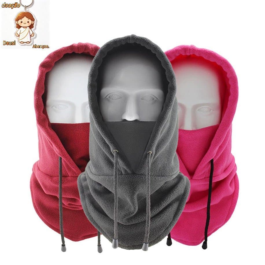 Cachecol com capuz e boné para esportes, máscara unissex para frio, gorro peludo.