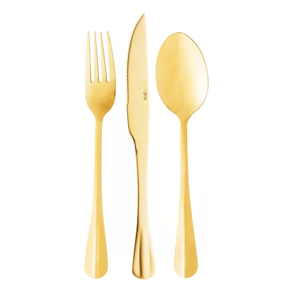 Talheres Lyor  Para 2 Pessoas Dourado kit com 6