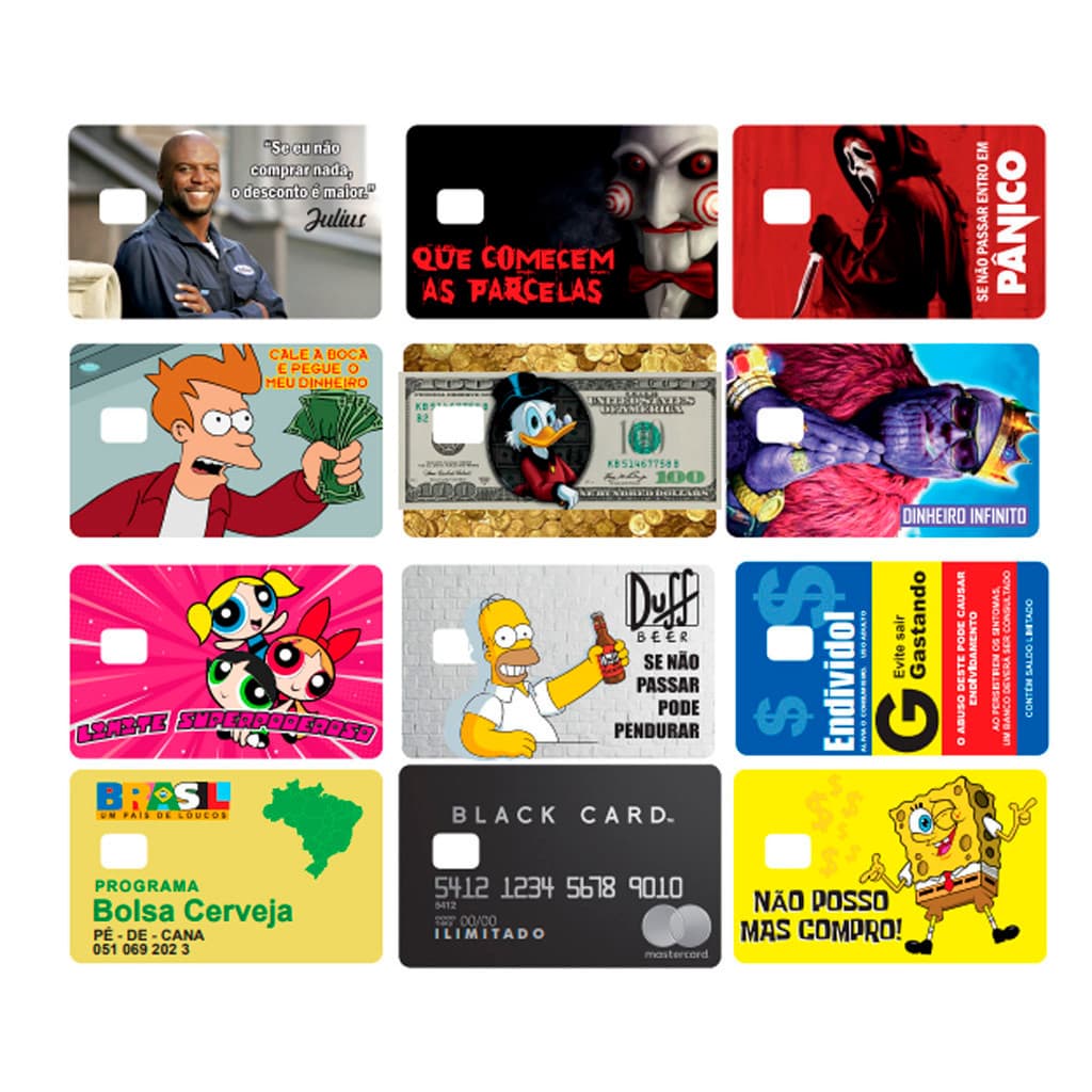 Kit  Cartela Adesivos Cartão Crédito Debito Personalizado com sua ideia
