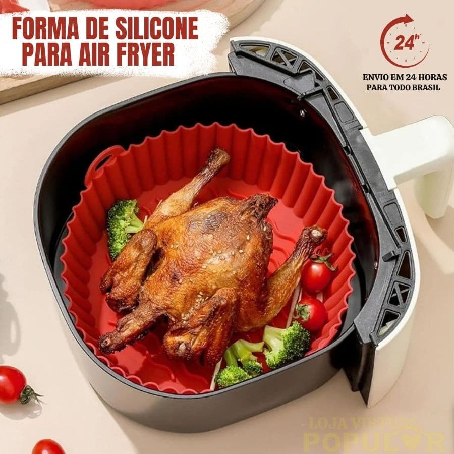 Forma De Silicone Para Air Fryer Forno Microondas Fritadeira Assadeira Reutilizável Antiaderente