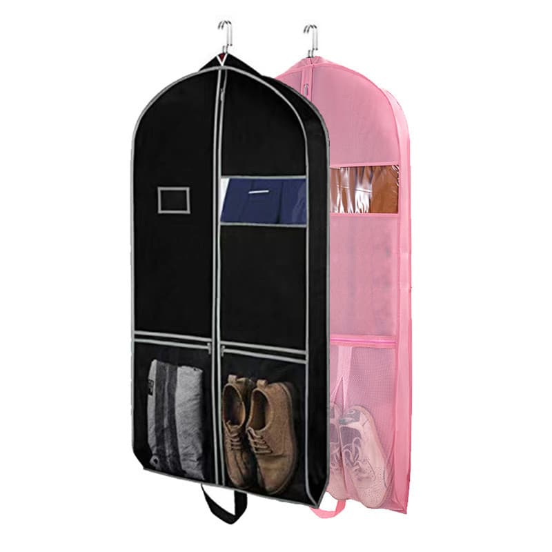 Saco de pó para roupas não tecidas, capa de terno de viagem, bolso de malha, bolsa de terno