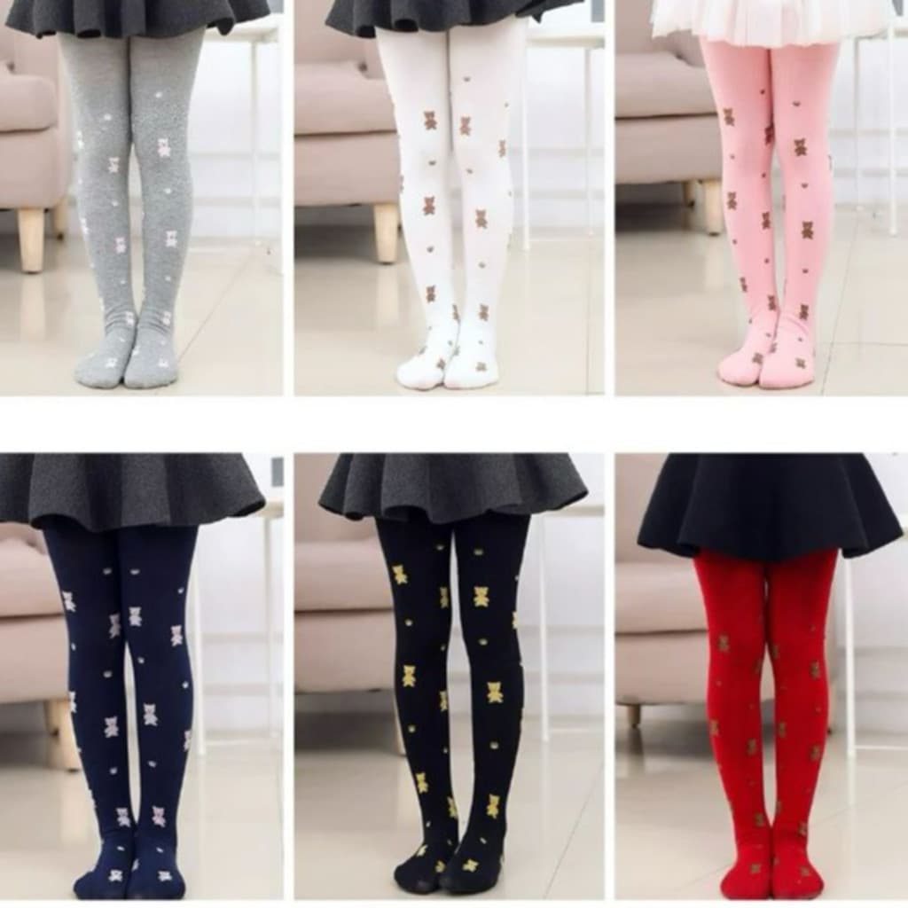 kit 4 Meias calça infantil Meia Grossa Frio Inverno Menina Preta/ Branca/Colorido