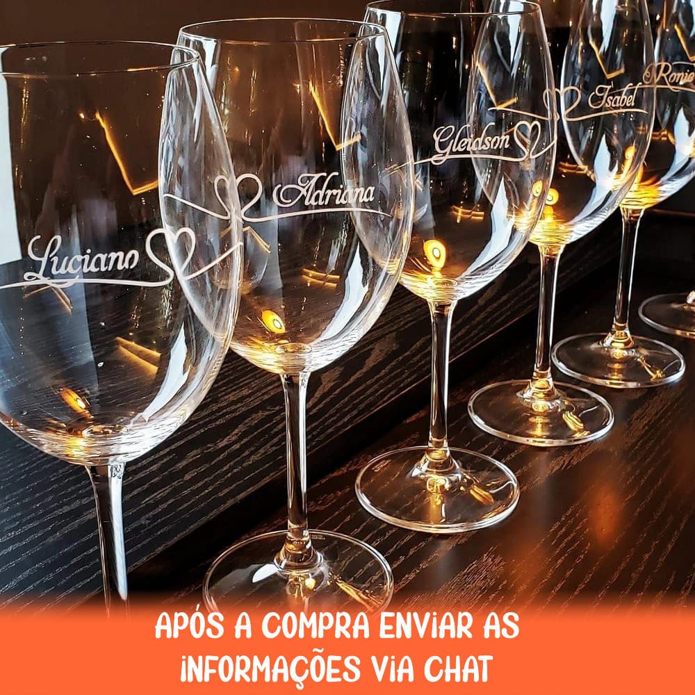 Taça de Vinho 580ml - Cristal - Personalizada (TRANSPARENTE)