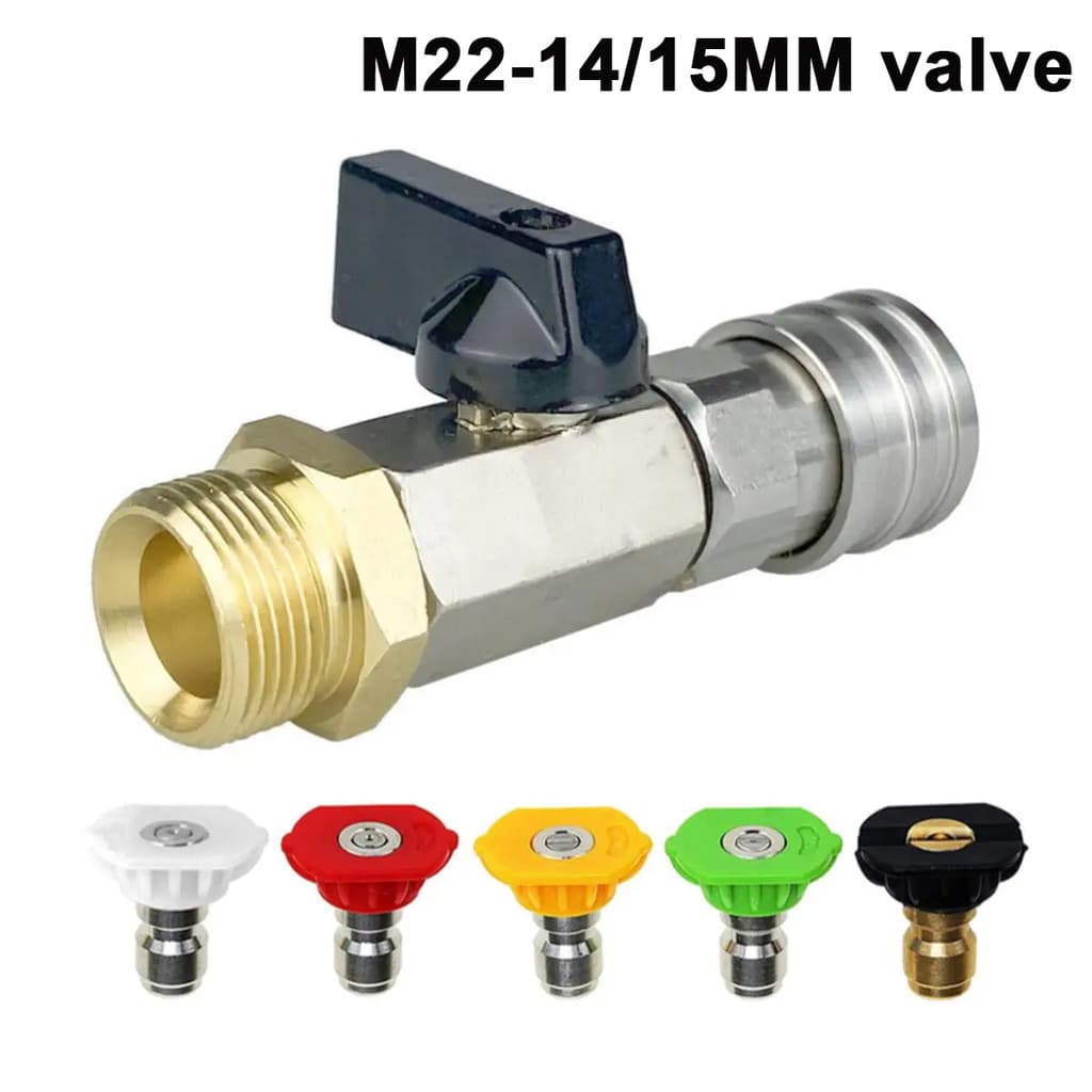 Adaptador M22-14/15MM Com Válvula De Esfera E Interruptor Liga/Desliga De Conexão Rápida De 1/4 " Para Mangueira De Lava