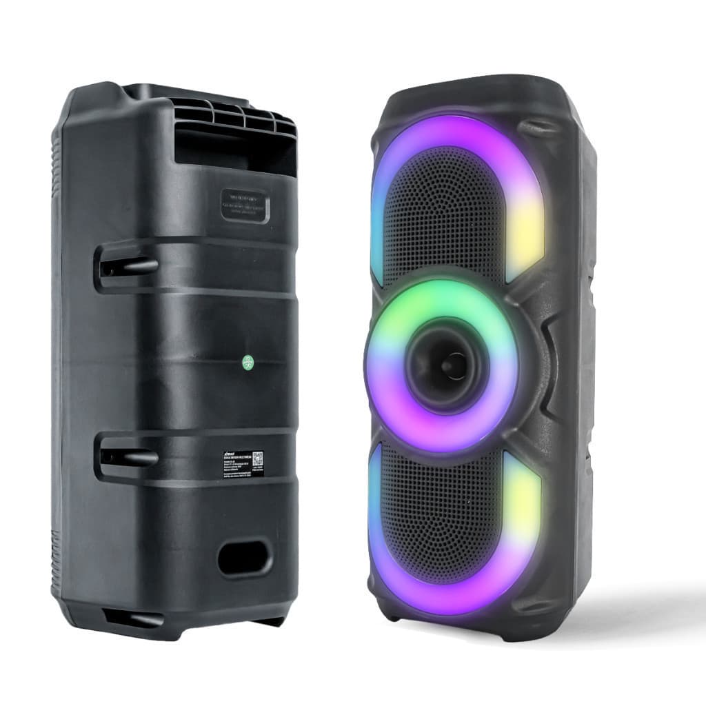 Caixa de Som Karaokê Bluetooth 50W Portátil LED RGB USB TWS com Entrada para Microfone Estéreo Potente