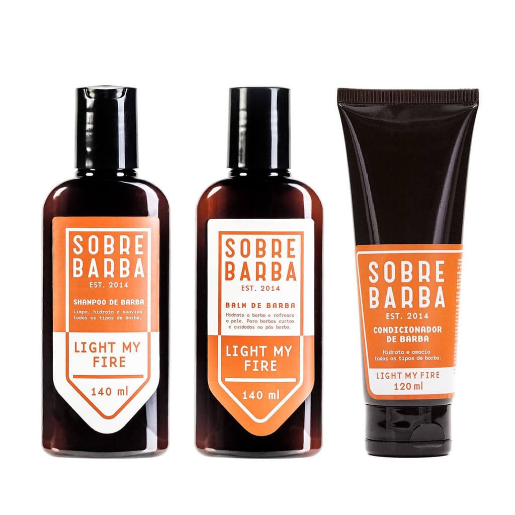 Kit Sobrebarba - Shampoo, Condicionador e Balm de Barba - Light my Fire