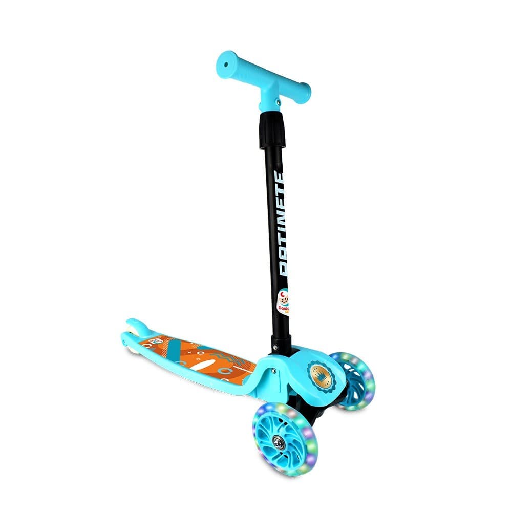 Patinete Azul c Rodas de LED Infantil Altura Ajustável 3 Rodas