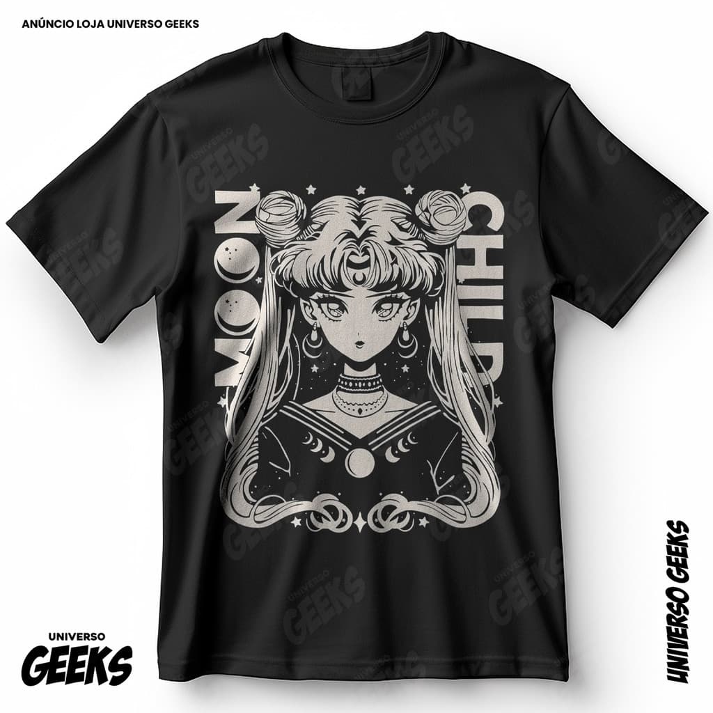 Camiseta Sailor Moon Usagi Tsukino Moon Child Estética Mangá Vintage Retrô Blusa Camiseta De Anime 100% Algodão