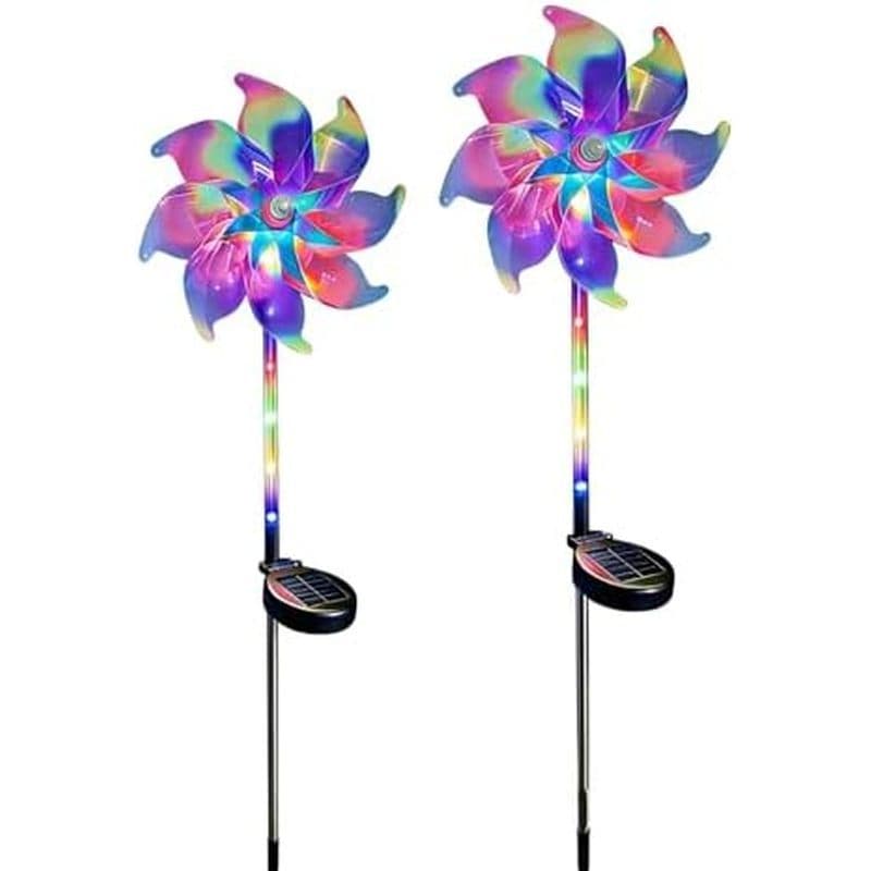 2 Peças De Cata-Ventos Arco-Íris Para Quintal E Jardim , De 28 Polegadas Moinho De Vento Com Energia Solar Jardas Reflex