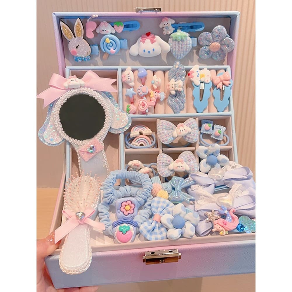 Conjunto de caixa de presente de acessórios para cabelo de crianças japonesas, caixa de joias de princesa, presentes de