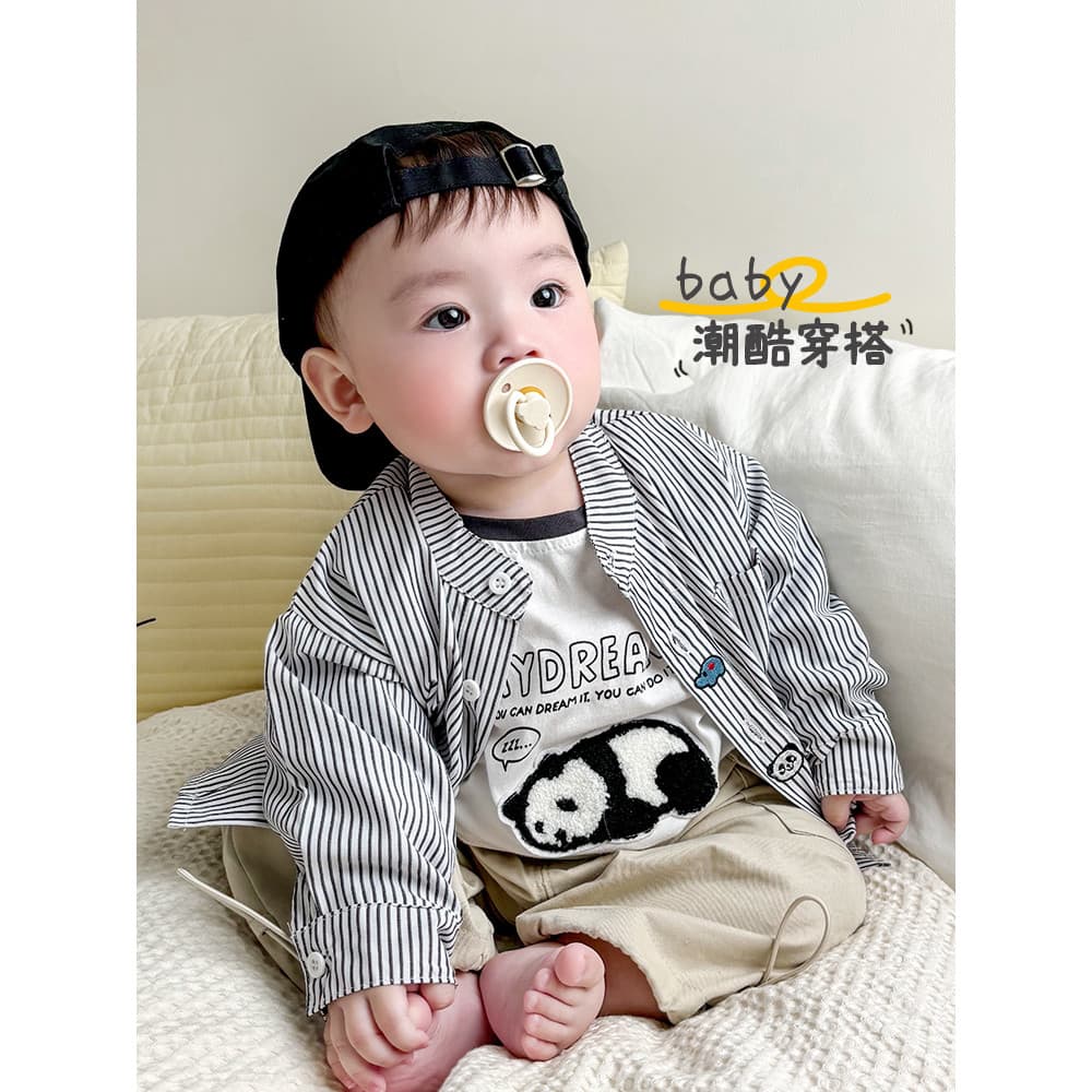 Meninos primavera outono terno de algodão bebê manga comprida camiseta 3 meses idade camisa do bebê coreano fã usar maca