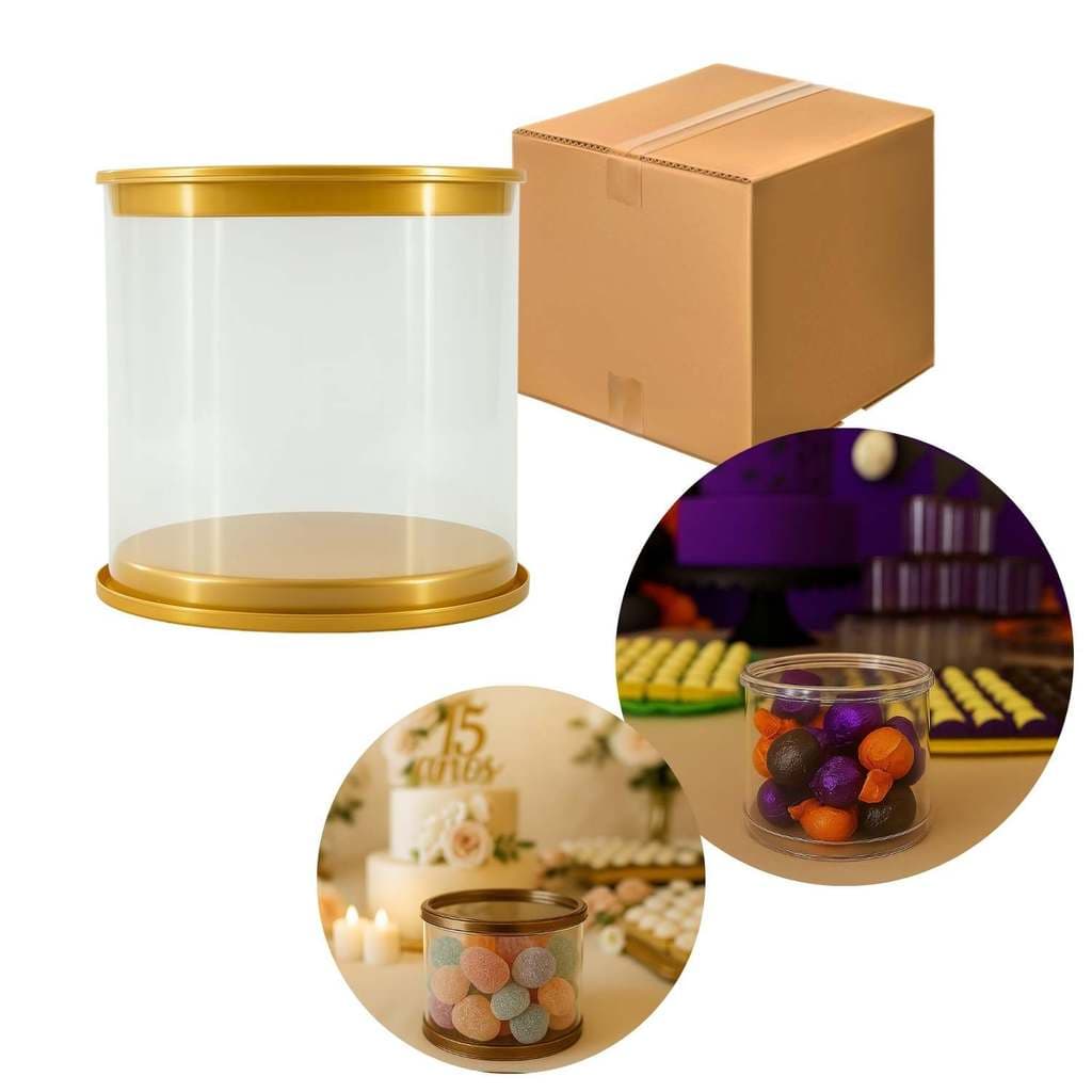 Caixa 12 Tubo Latas 8,5 x 8 CM Festa Lembrança Dourado