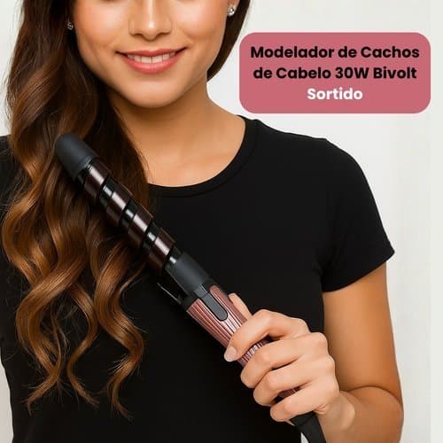 Modelador De Cachos Profissional 30W Bivolt Modelagem com controle de temperatura - cores  Sortida