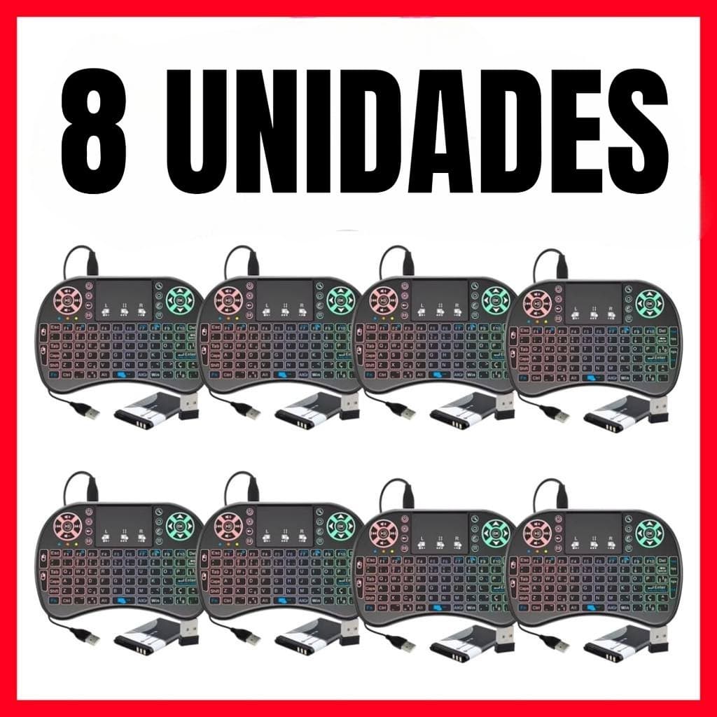 Atacado Kit  3/8 Mini Teclado Wireless Com Iluminação Para Smart Tv, Tablet, Xbox360/Ps3 MINI KEY