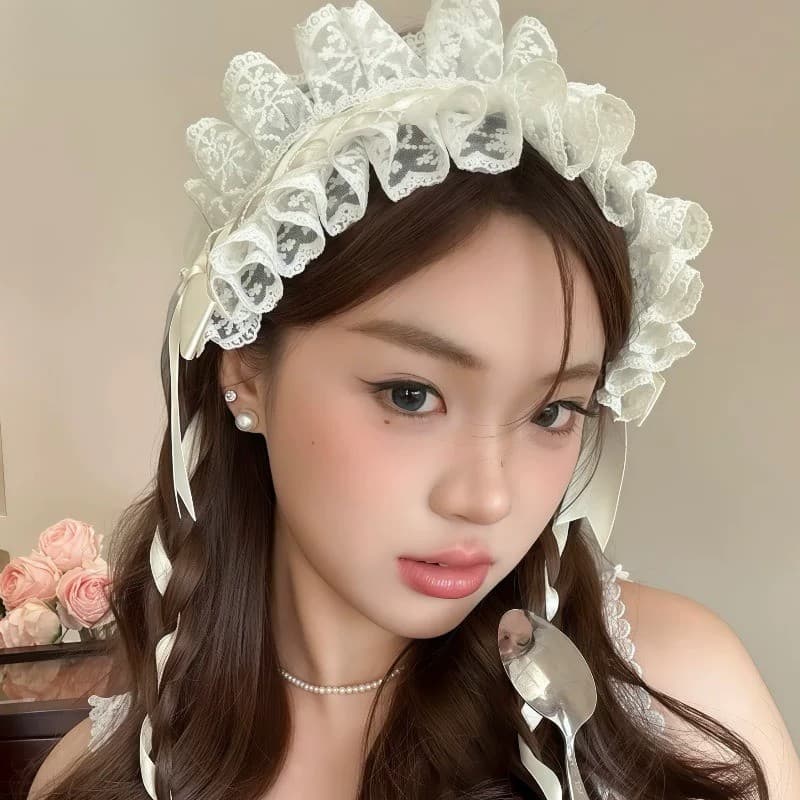 Novo estilo Retro Lolita renda plissada crianças bebê menina bonito bandana acessórios para o cabelo acessórios para o c