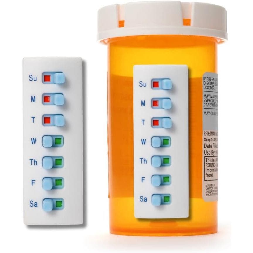 TAKE-N-SLIDE Adesivo Reutilizável para mais de 12 Refis, Rastreador e Lembrete de Medicamentos/Vitaminas/Remédios para A