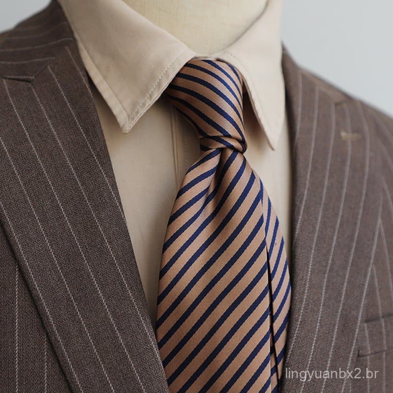 Gravata masculina estilo yuppie em tom café, para uso formal em negócios, versão coreana, 8cm, disponível em estoque par