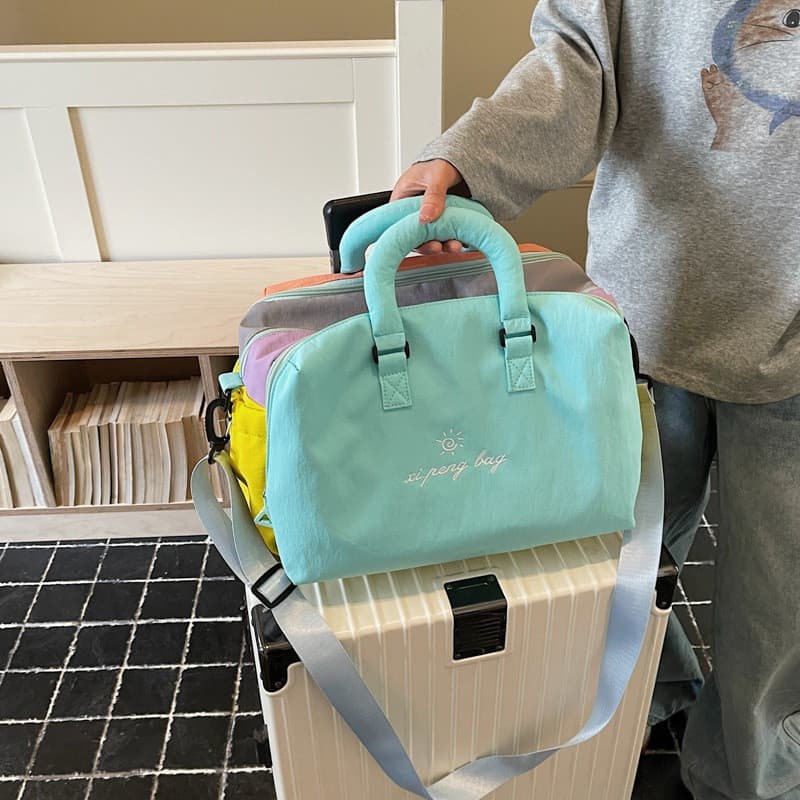 Bolsa De Viagem Colorida Estilo Dopamina Grande Capacidade Mão Para Cabine Leve E Organizadora