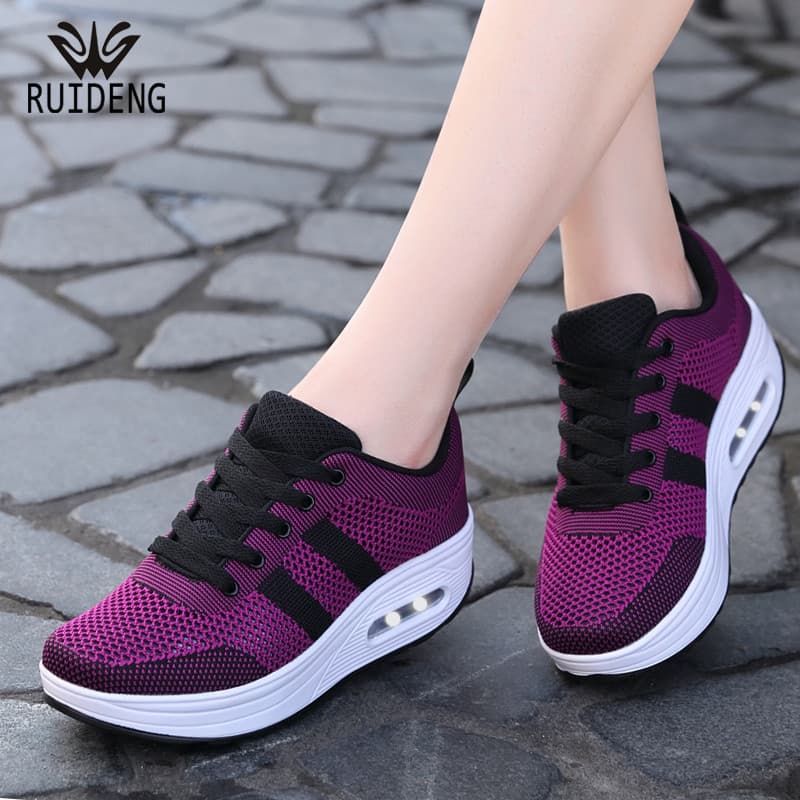 Ruiden sapatos mãe de sola grossa malha respirável sapatos esportivos sapatos casuais de viagem de balan