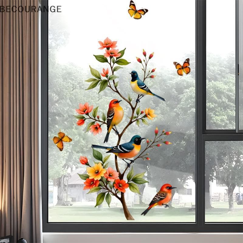 BEC Galho De Árvore Pássaro Borboleta Stier Janela Adere Decalque Porta De Vidro Decoração Casa Geladeira Eletrostático