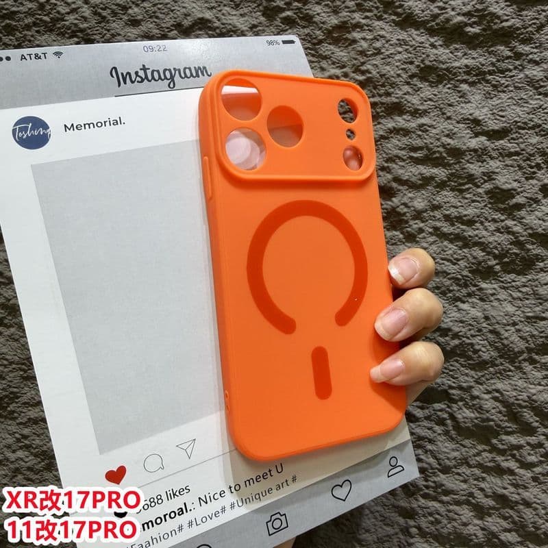 Adequado para máquina modificada Apple XR/11 a 17Pro alta qualidade Xingyu laranja textura fosca capa de telefone com tu
