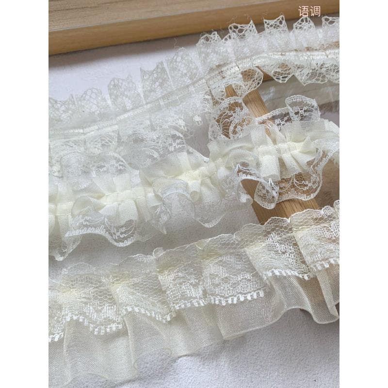 Leite branco renda plissada renda dor saco diy acessórios decorativos roupas calças roupas Material damasco babados