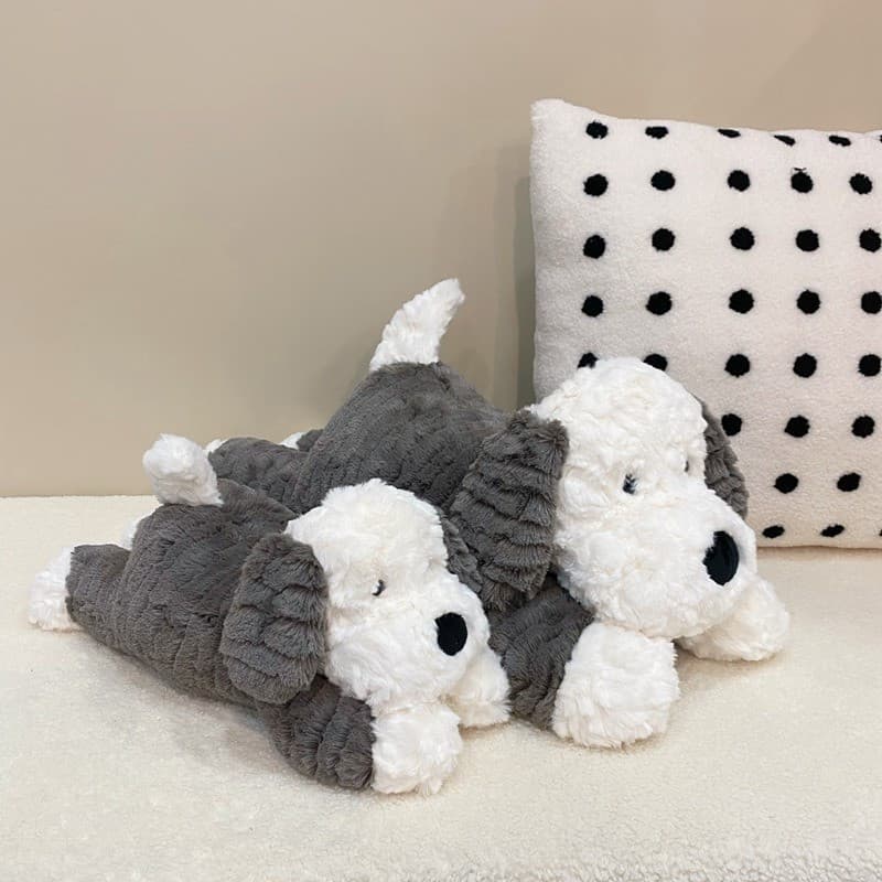 Macio Adorável Cachorrinho Deitado Brinquedo De Pelúcia Conforto Dormir Boneca Hugggable Plushie Presente De Aniversário