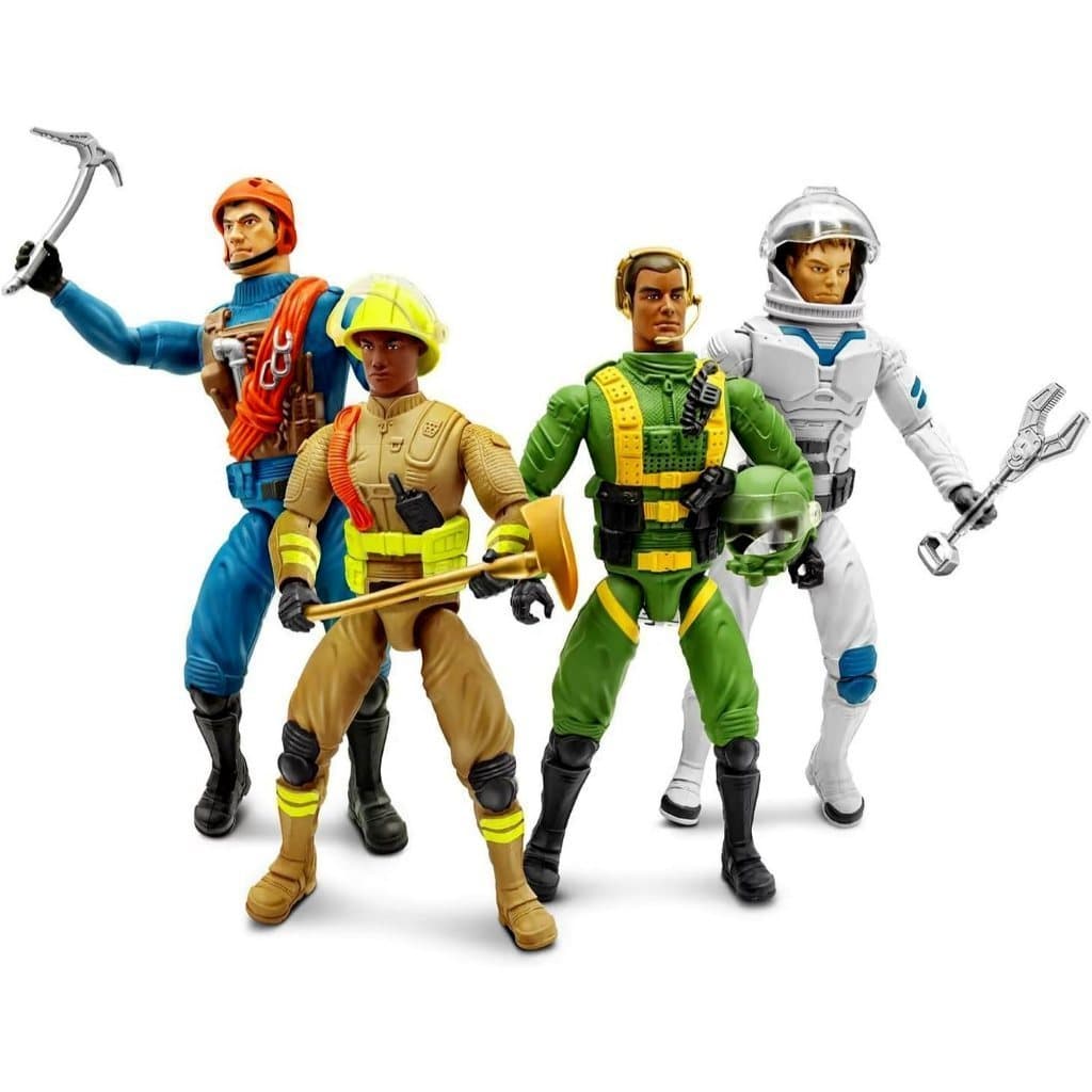 Brinquedo 4 Bonecos Articulados Profissões Com Acessórios -  Estilo Max Steel - conjunto infantil de bonecas