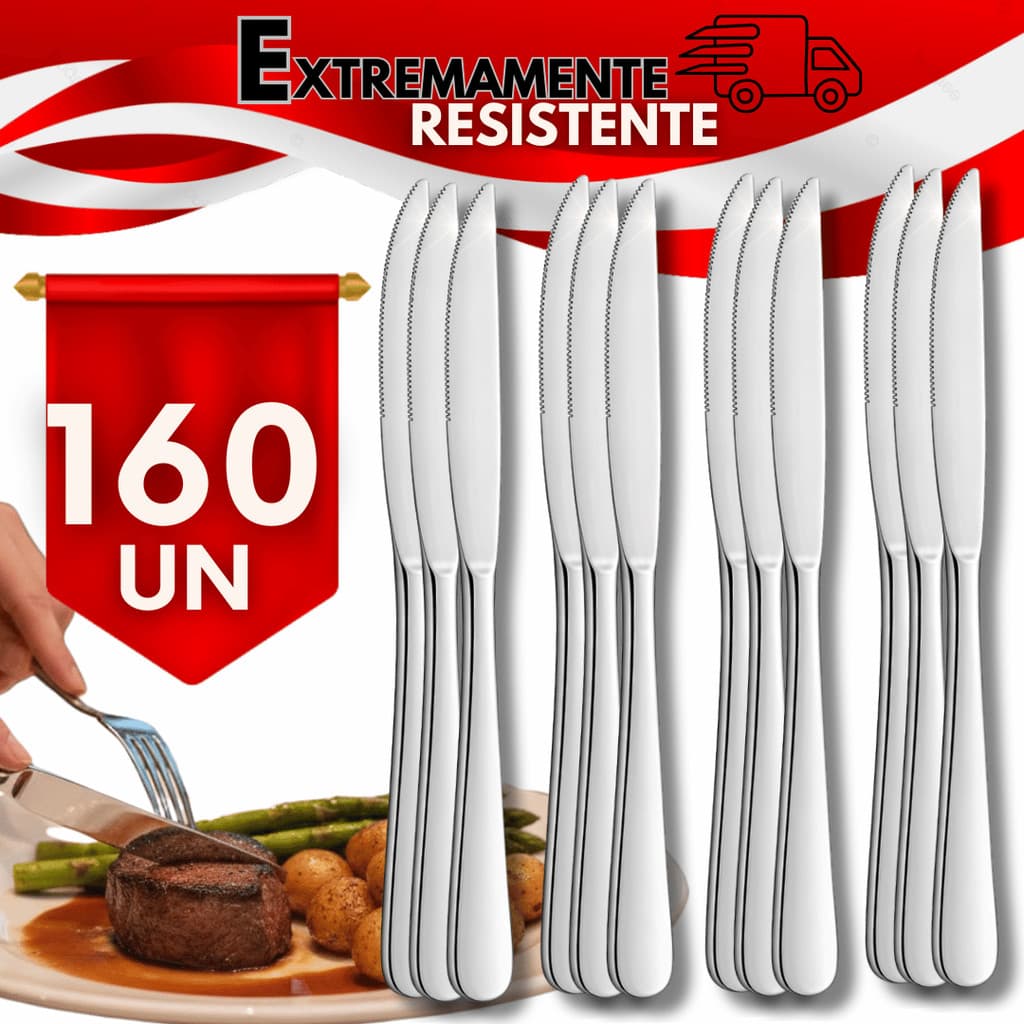 Talheres Faca Aço Inox Mesa Premium 21Cm Cozinha Buffet Restaurantes Qualidades Utilidades