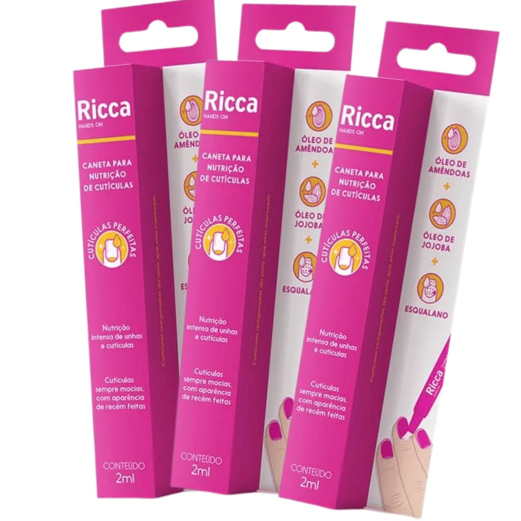 Kit Combo 03 Caneta para Nutrição De Cutículas com Óleo de Amendoas e Jojoba Ricca