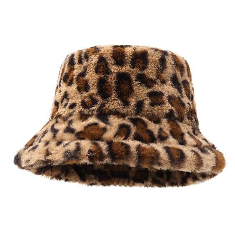 Chapéus , Rostos De Inverno Femininos , Estampa De Leopardo Pequena , De Pescador Banheira Térmica Versáteis Balde De Pe