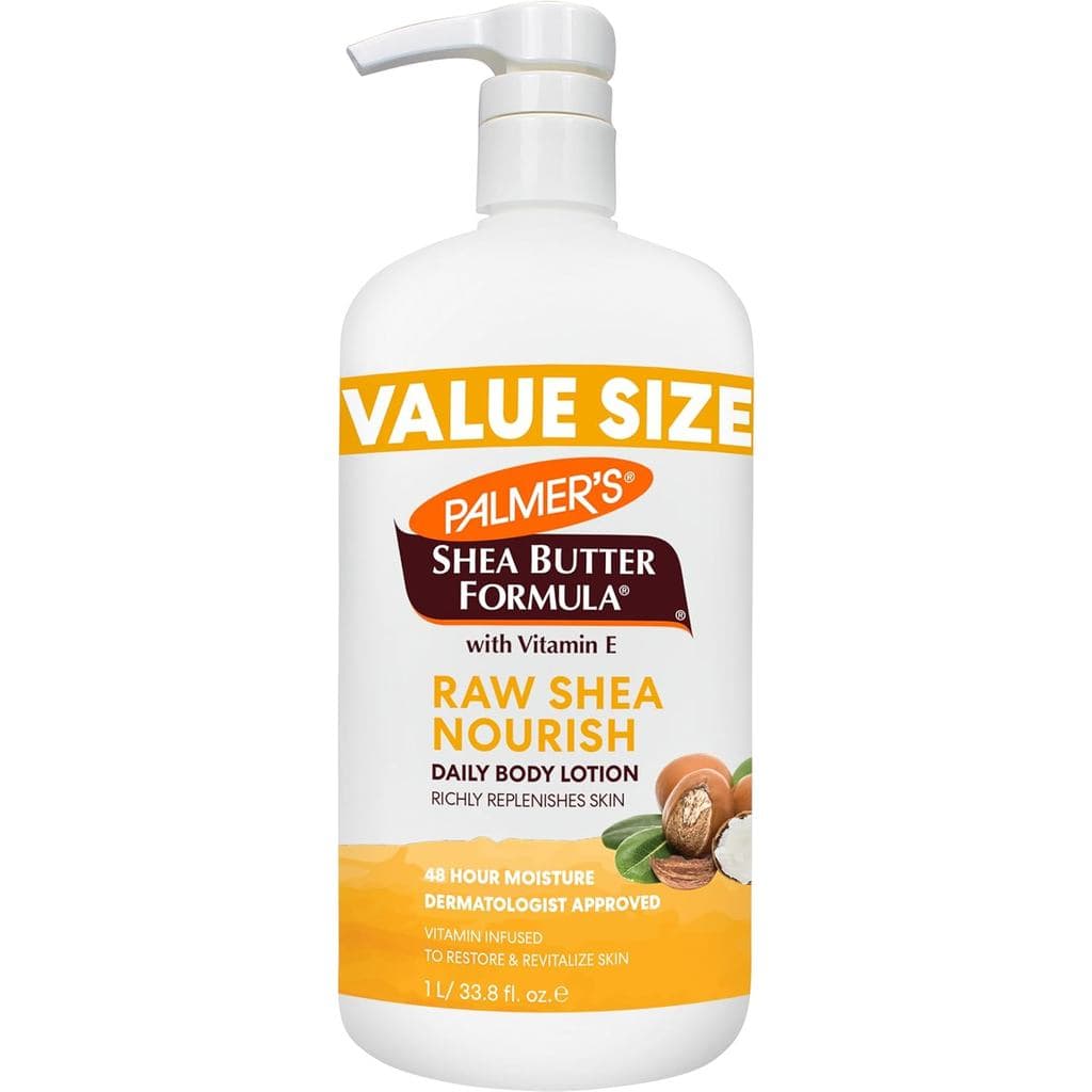 Loção Corporal Palmer's Shea Formula Raw Shea para Pele Seca, Hidratante para Mãos e Corpo, Frasco com Bomba de Tamanho