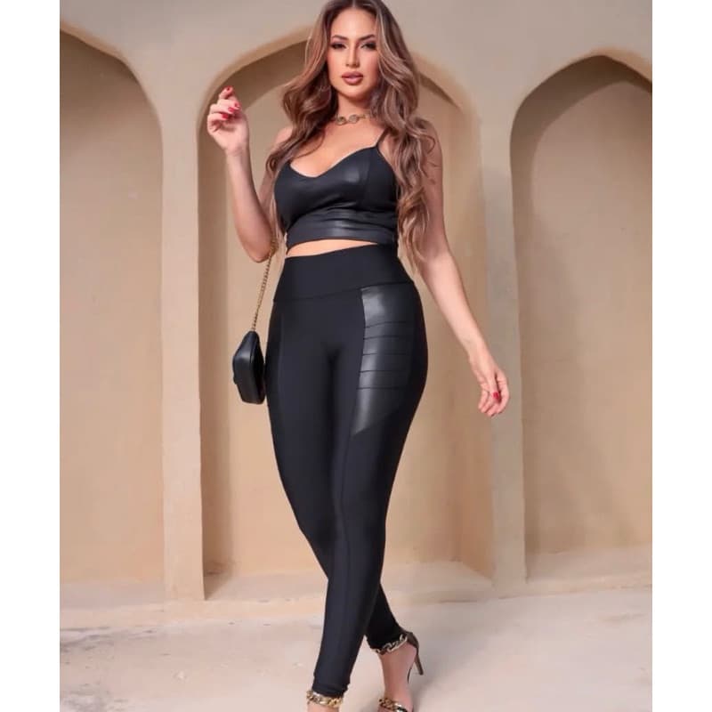 Calça Legging Tratorada Cirrê Lateral Cós Alto Performance Premium de Alta Compressão Modeladora Ultra Conforto Leggings