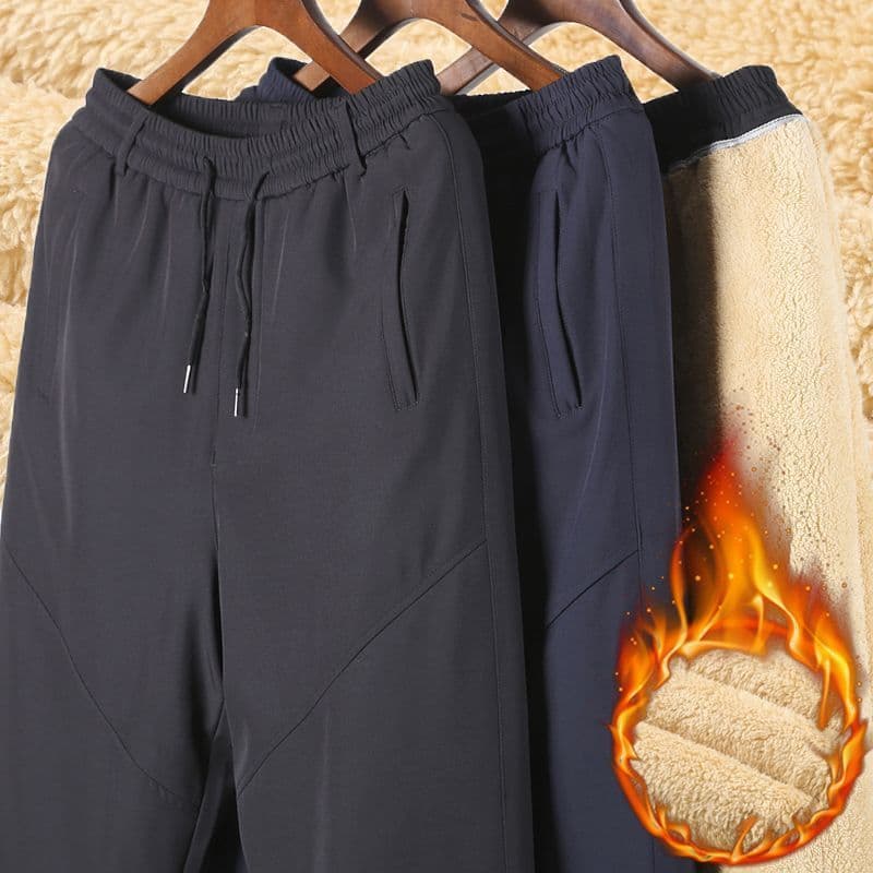 Inverno de meia-idade idosos calças de algodão exterior usar pai calças cintura elástica mais veludo engrossado calças m