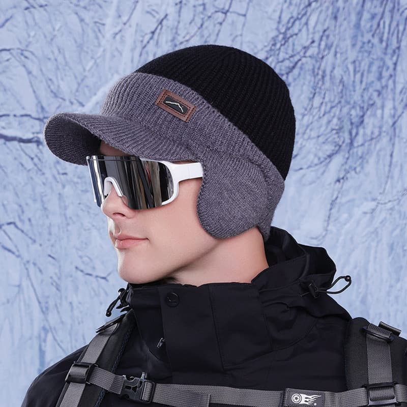 Chapéu De Inverno Masculino Grosso À Prova De Vento Malha Quente Proteção De Ouvido Para Equitação Ao Ar Livre Esqui Cic