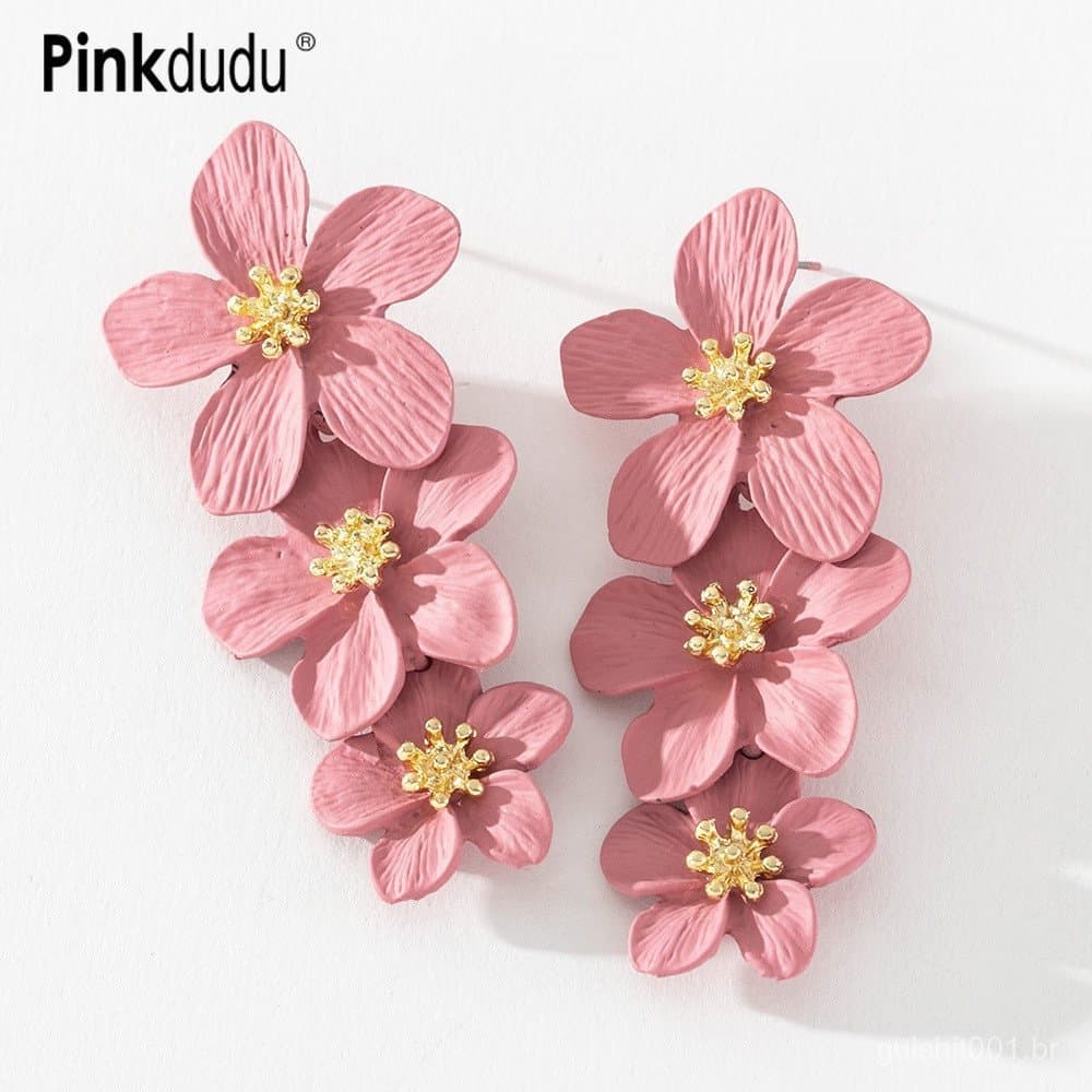 Pinkdudu Fashion Spray Paint Flowers Brincos Colorful Drop Novos Multilayer Alloy Para Jóias Mulher Presentes PD576