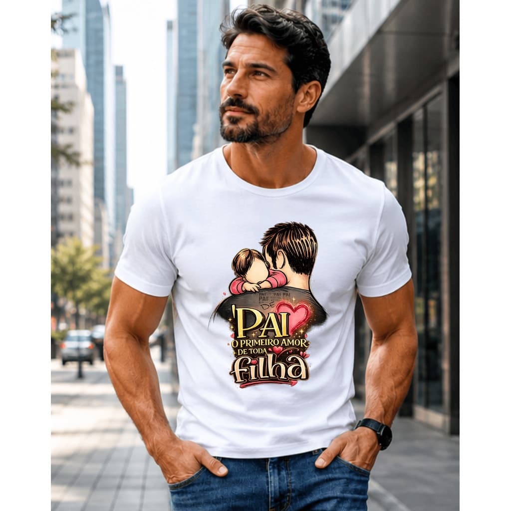 Camisa Masculina Estampada 100% Algodão Confortavel Pai e Filha Dia dos Pais