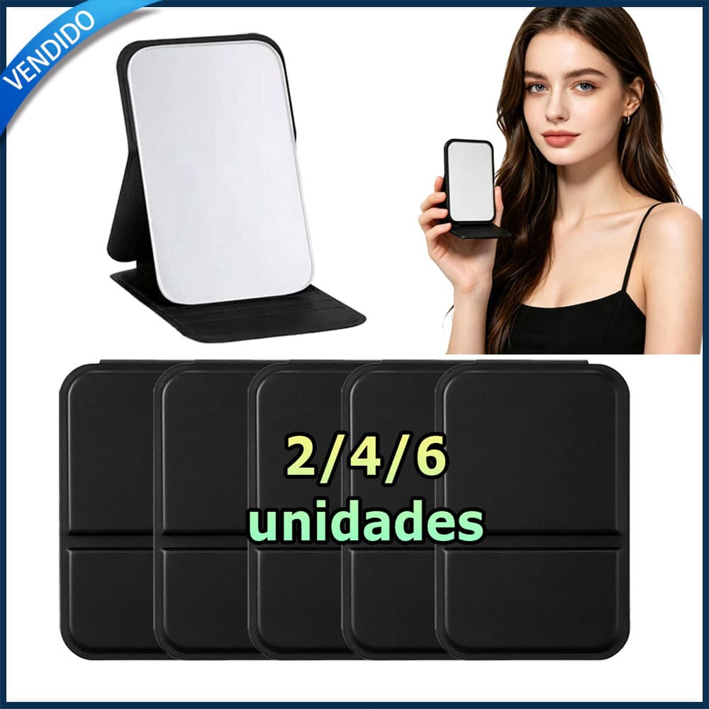 2/4/6x Preto Mini espelho dobrável espelho de maquiagem espelho portátil presente para festas espelho de bolso