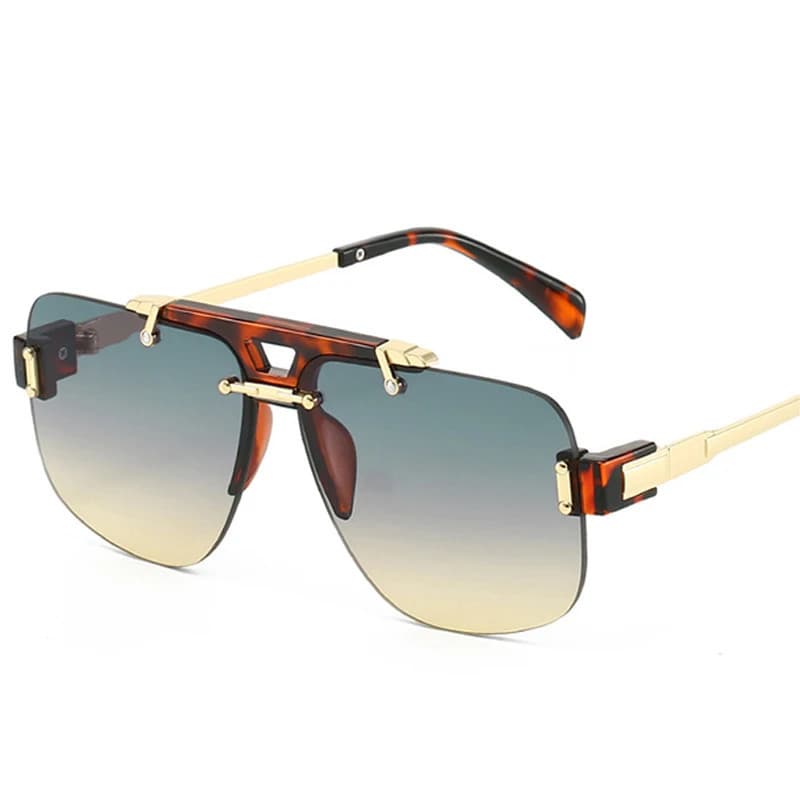 Novo Quadrado Sem Aro Óculos De Sol Moda Feminina Claro Oceano Gradiente Lente Tons UV400 Retro Rebites Masculino