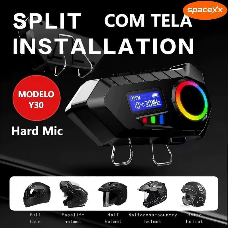 Fone De Ouvido Sem Fio Bluetooth 5.4 Para Capacete De Motocicleta Fones Com Redução De Ruído IPX6 À Prova D'água-Spacexx