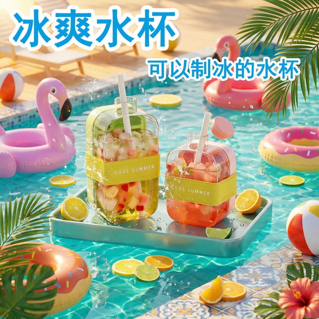 Bandeja de gelo copo de água dois-em-um imprensa enchimento de água balde de gelo fabricante de gelo Curling cubo de gel
