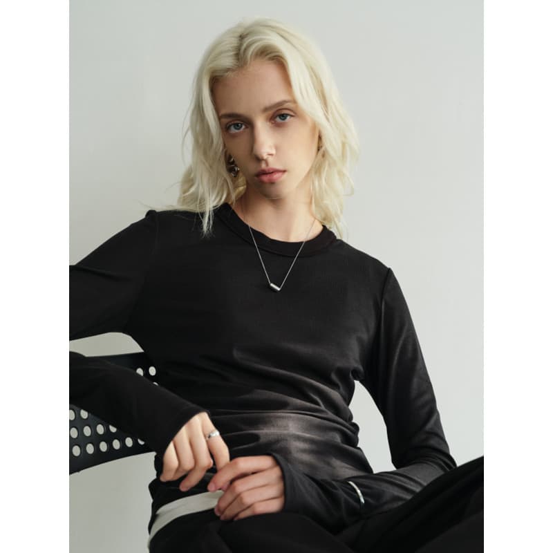 INJOYLIFE Série de roupas completas Lyocell plissado manga comprida Slim Fit malha Top roupa íntima feminina estreita-
