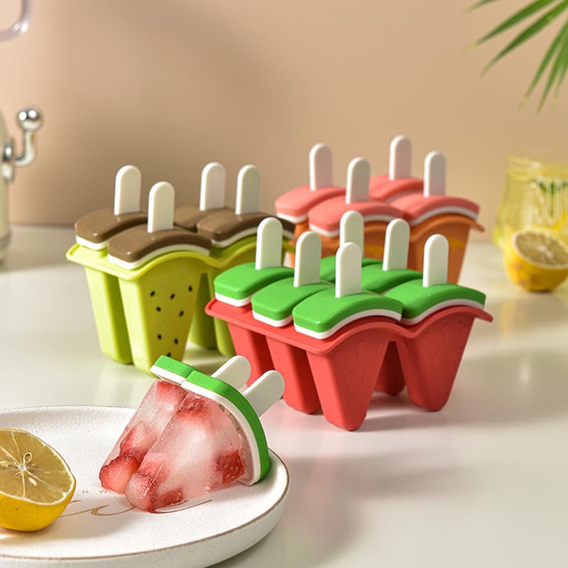 Molde de sorvete japonês doméstico dos desenhos animados bonito melancia frutas molde de gelo fazendo picolé bandeja de