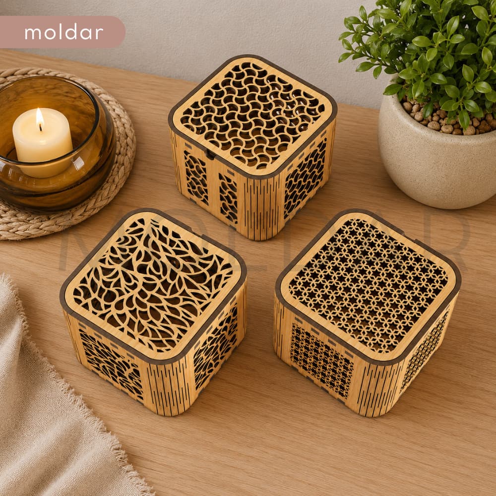 Kit 3 Caixa Mdf Moderna Porta Treco Acabamento Premium