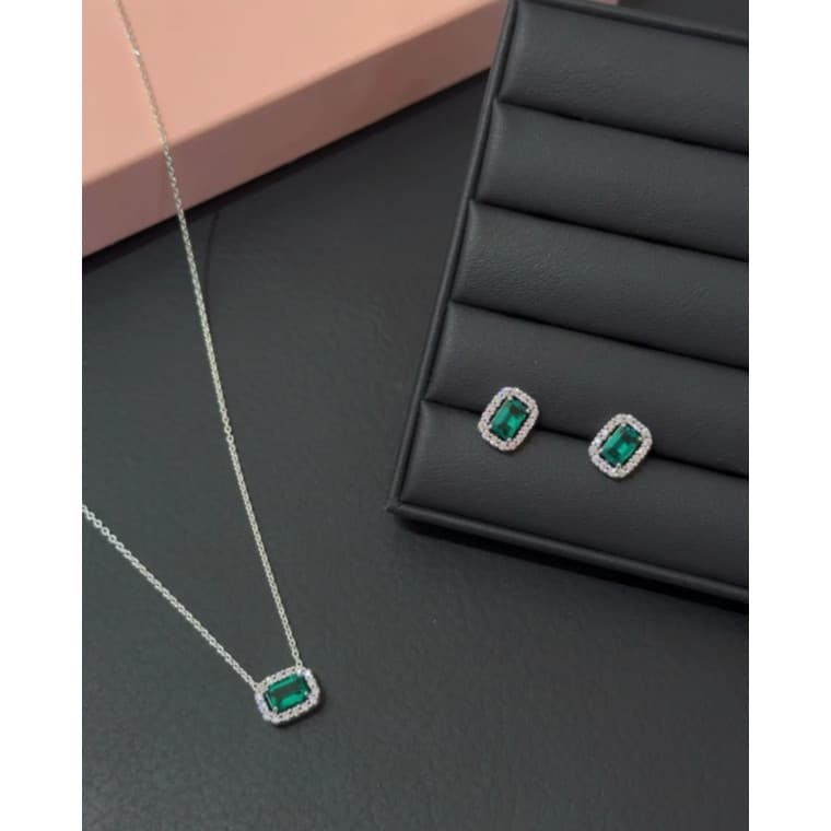 Colar de Diamantes Verde Brilhante, Presente para o Dia das Mães OJAI 6FUW
