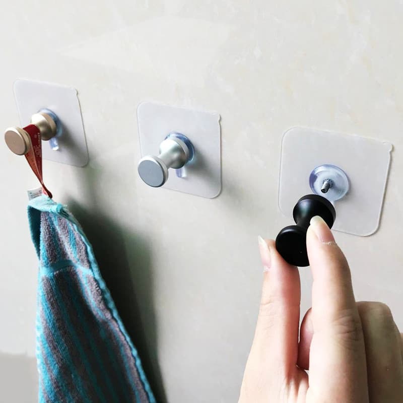 Gancho pegajoso de Metal Universal para parede de banheiro, Velcro, adesivo forte, sem marcação, transparente, sem perfu