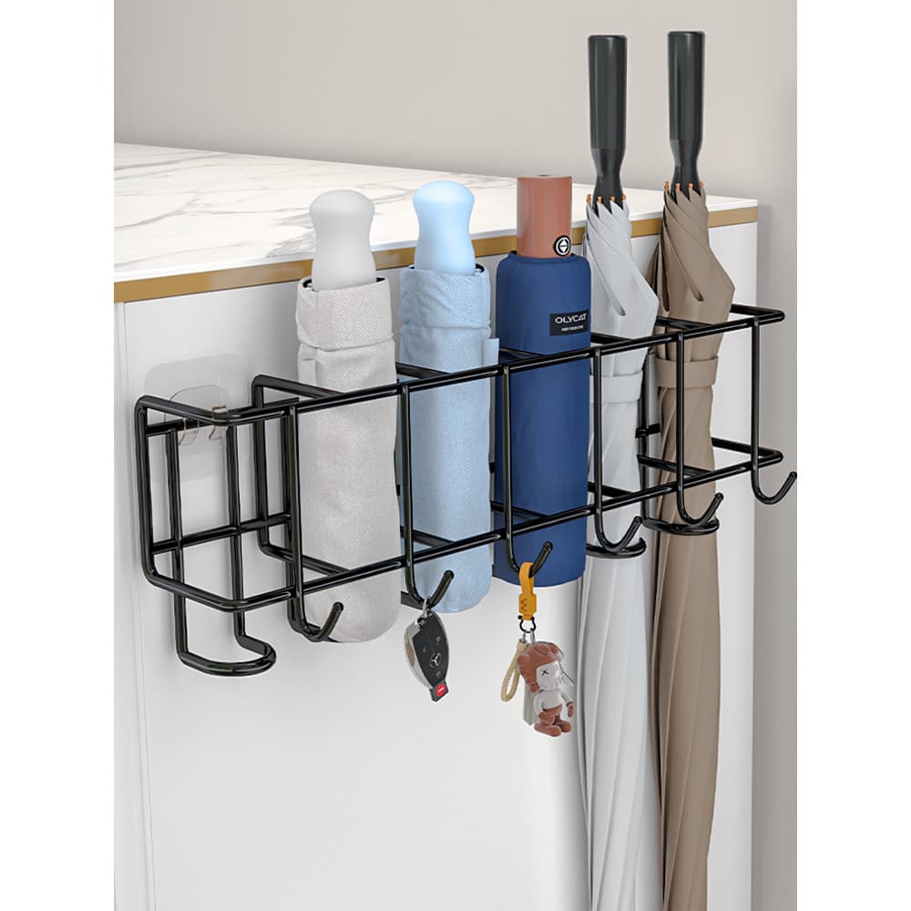 Rack de armazenamento de guarda-chuva gancho guarda-chuva doméstico balde porta fixado na parede entrada armazenamento f