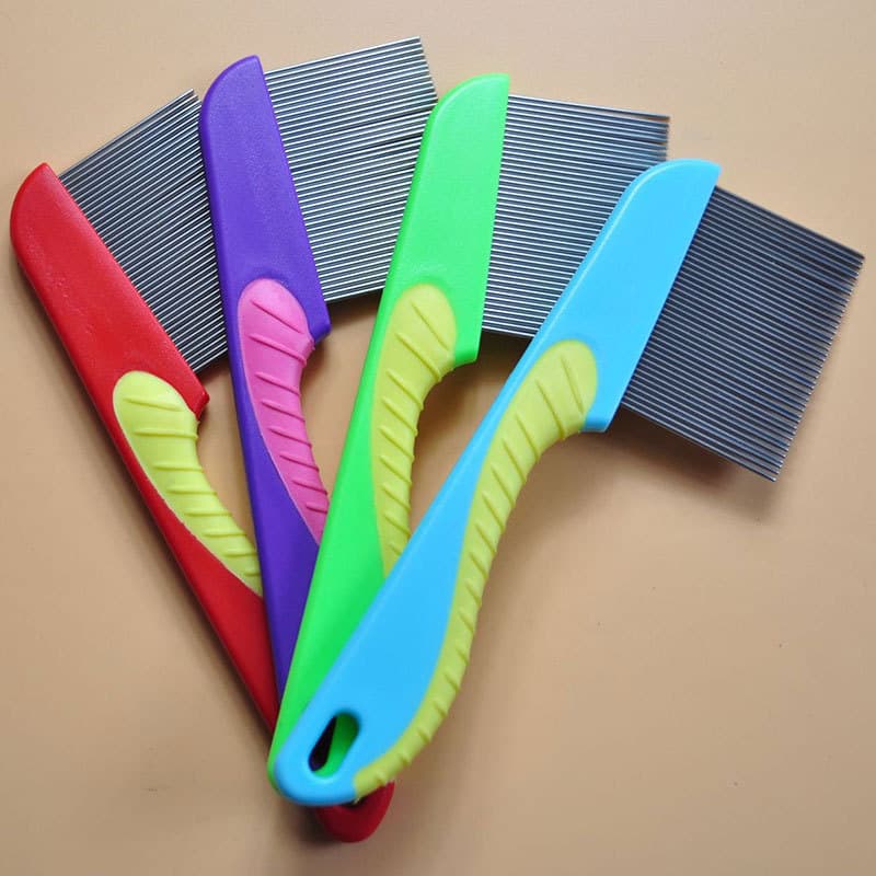 Multi-cor variedade cão gato pente remover pulgas densidade de dentes finos pente reto de aço inoxidável Teddy Golden Re