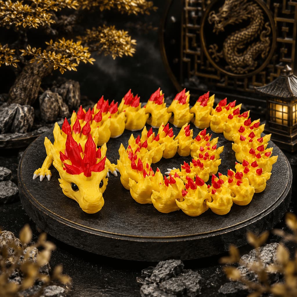Dragão Articulado Flexível Grande Decorativo – Brinquedo Sensorial Antiestresse Colecionável Com Corpo Articulado